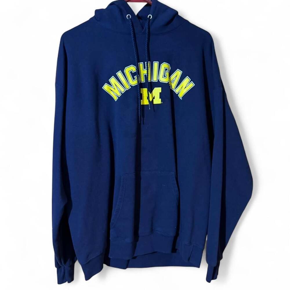 Hanes Michigan Wolverines Hooded Sweatshirt Navy XL